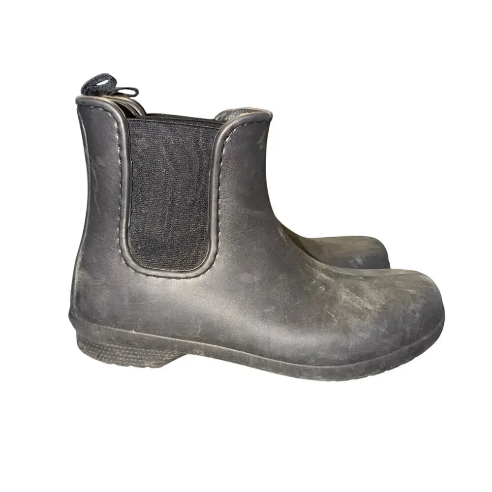 Crocs Dual Comfort Freesail Chelsea Ankle Rain Boot Women's Size 8 Black Shoes
